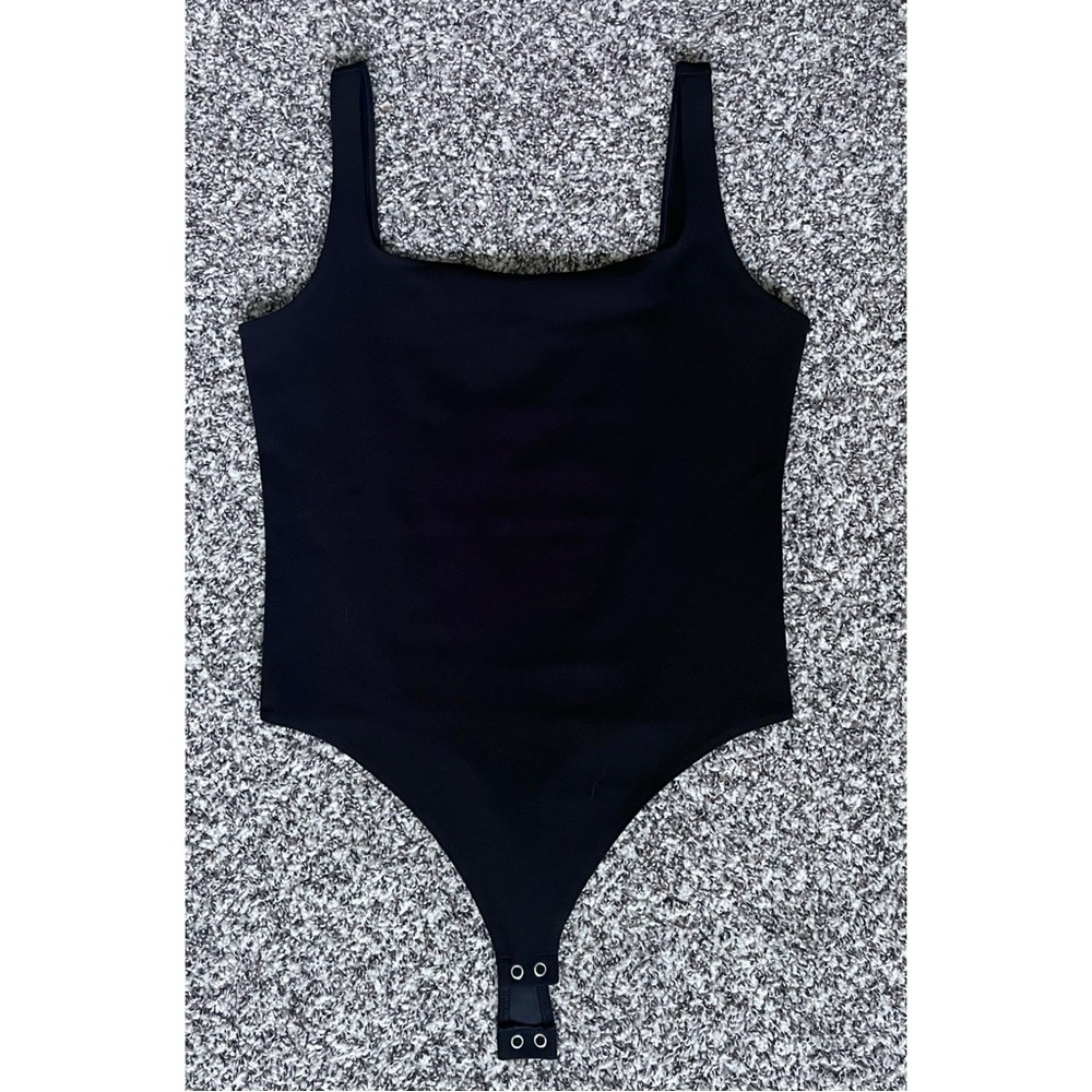 Express Black Square Neck Bodysuit with Wide Straps